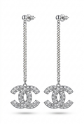 Crystal CC Chain Drop Earrings