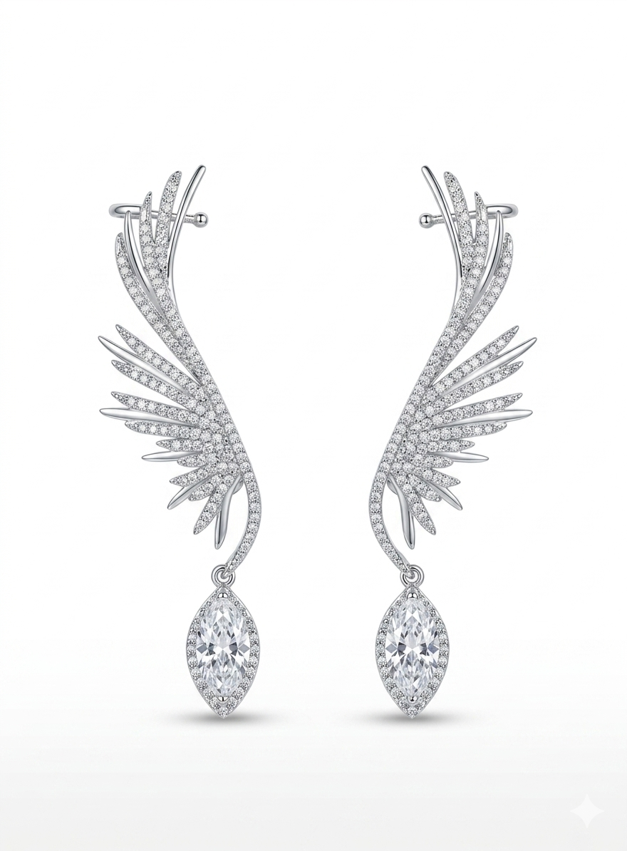 Angel Wing Crystal Ear Cuff Earrings