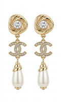 Crystal Swirl Pearl Drop Earrings