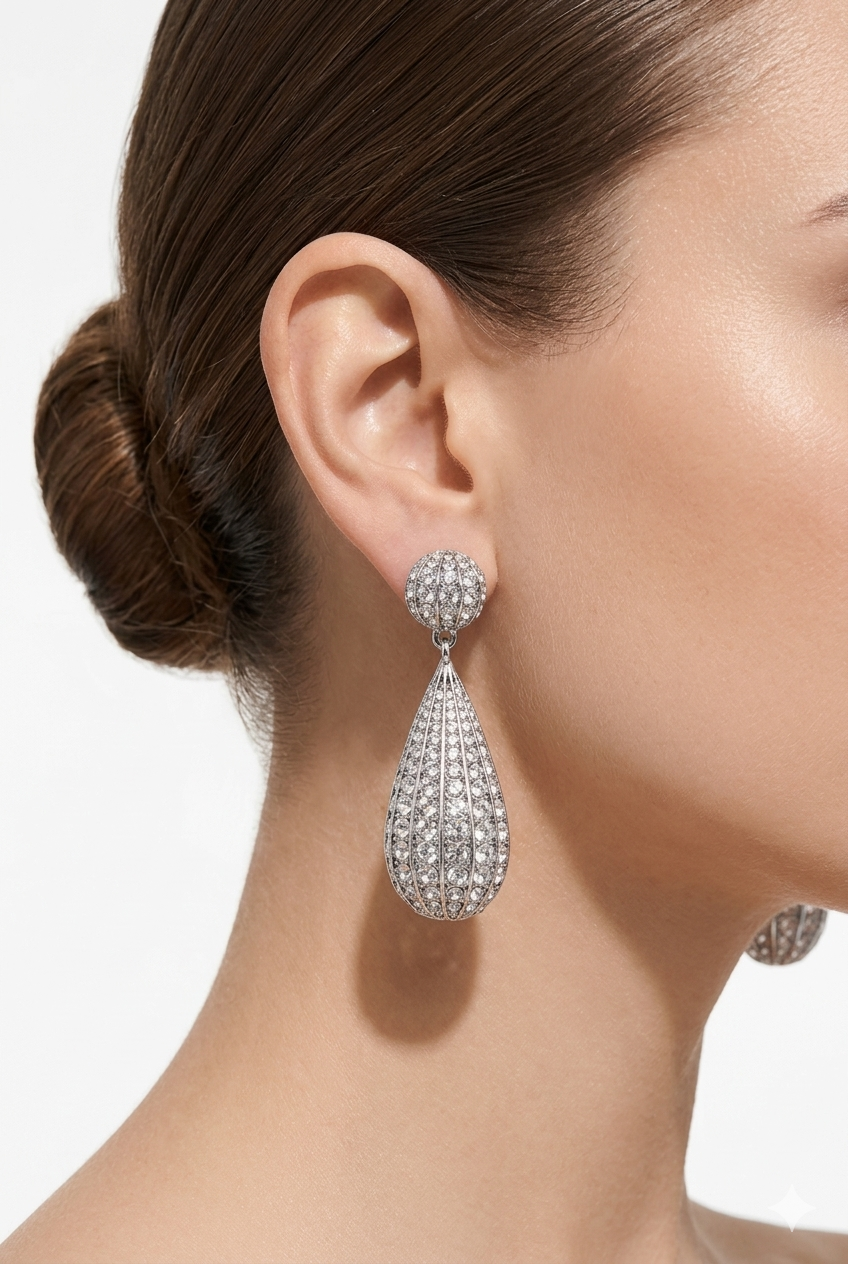 Crystal Pavé Teardrop Drop Earrings